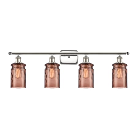 A large image of the Innovations Lighting 516-4W Candor Polished Nickel / Toffee Waterglass