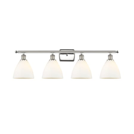 A large image of the Innovations Lighting 516-4W-12-38 Bristol Vanity Polished Nickel / Matte White