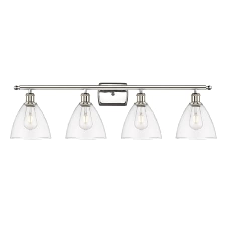 A large image of the Innovations Lighting 516-4W-11-38 Bristol Vanity Polished Nickel / Clear