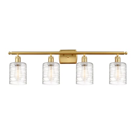 A large image of the Innovations Lighting 516-4W-11-36 Cobbleskill Vanity Satin Gold / Deco Swirl