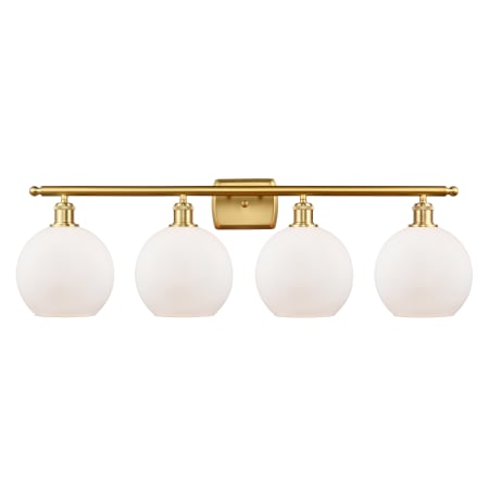 A large image of the Innovations Lighting 516-4W-11-36 Athens Vanity Satin Gold / Matte White