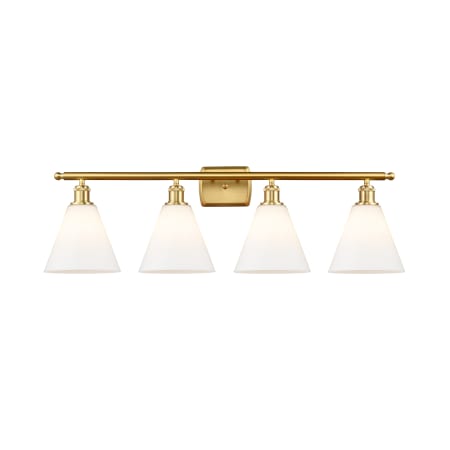 A large image of the Innovations Lighting 516-4W-12-38 Berkshire Vanity Satin Gold / Matte White