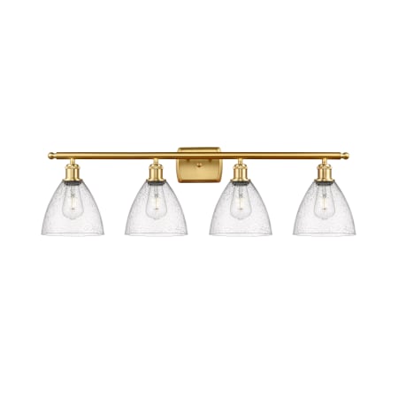 A large image of the Innovations Lighting 516-4W-12-38 Bristol Vanity Satin Gold / Seedy