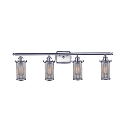 A large image of the Innovations Lighting 516-4W Bleecker Brushed Satin Nickel / Mesh Cylinder