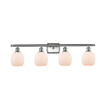 A large image of the Innovations Lighting 516-4W Belfast Brushed Satin Nickel / Matte White