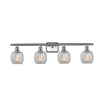 A large image of the Innovations Lighting 516-4W Belfast Brushed Satin Nickel / Clear Crackle