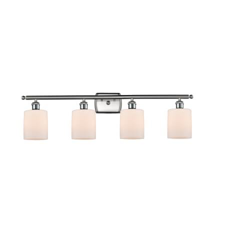 A large image of the Innovations Lighting 516-4W Cobbleskill Brushed Satin Nickel / Matte White