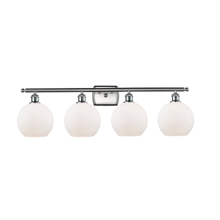 A large image of the Innovations Lighting 516-4W-11-36 Athens Vanity Brushed Satin Nickel / Matte White