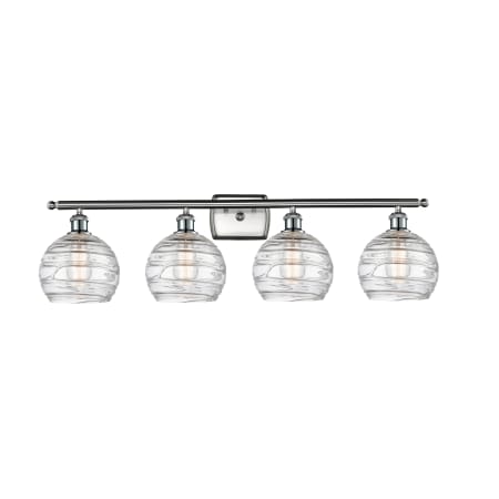 A large image of the Innovations Lighting 516-4W Deco Swirl Brushed Satin Nickel / Clear