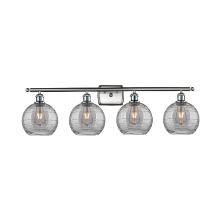 A large image of the Innovations Lighting 516-4W 11 38 Athens Deco Swirl Vanity Brushed Satin Nickel / Light Smoke Deco Swirl