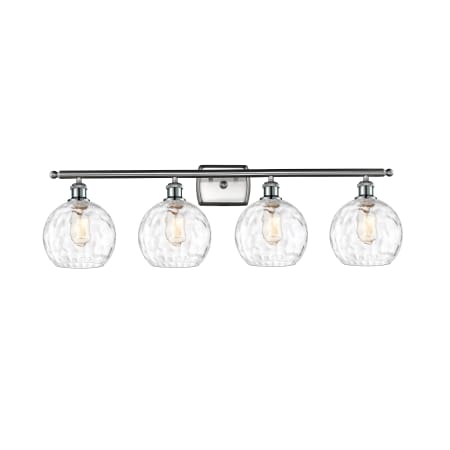 A large image of the Innovations Lighting 516-4W-11-36 Athens Vanity Brushed Satin Nickel / Clear Water Glass