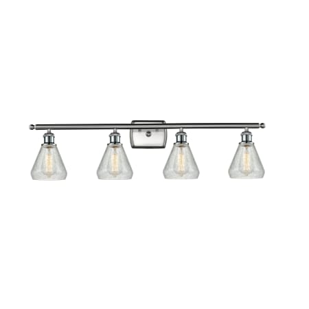 A large image of the Innovations Lighting 516-4W Conesus Brushed Satin Nickel / Clear Crackle