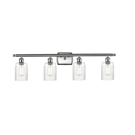 A large image of the Innovations Lighting 516-4W Hadley Brushed Satin Nickel / Clear