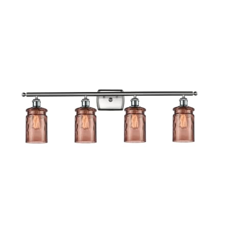 A large image of the Innovations Lighting 516-4W Candor Brushed Satin Nickel / Toffee Waterglass