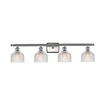 A large image of the Innovations Lighting 516-4W Dayton Brushed Satin Nickel / Clear