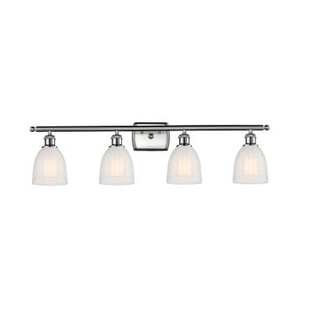 A large image of the Innovations Lighting 516-4W Brookfield Brushed Satin Nickel / White