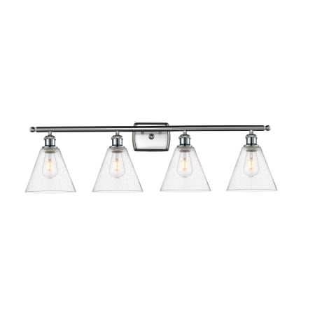 A large image of the Innovations Lighting 516-4W-11-38 Berkshire Vanity Brushed Satin Nickel / Seedy