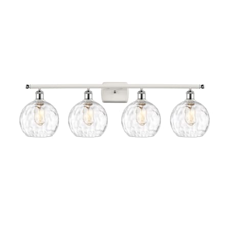 A large image of the Innovations Lighting 516-4W-11-36 Athens Vanity White and Polished Chrome / Clear Water Glass