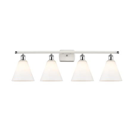 A large image of the Innovations Lighting 516-4W-11-38 Berkshire Vanity White and Polished Chrome / Matte White