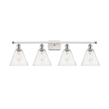 A large image of the Innovations Lighting 516-4W-11-38 Berkshire Vanity White and Polished Chrome / Seedy