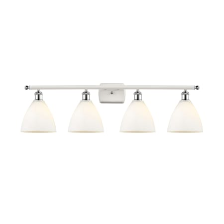 A large image of the Innovations Lighting 516-4W-11-38 Bristol Vanity White and Polished Chrome / Matte White