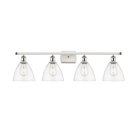 A large image of the Innovations Lighting 516-4W-11-38 Bristol Vanity White and Polished Chrome / Clear