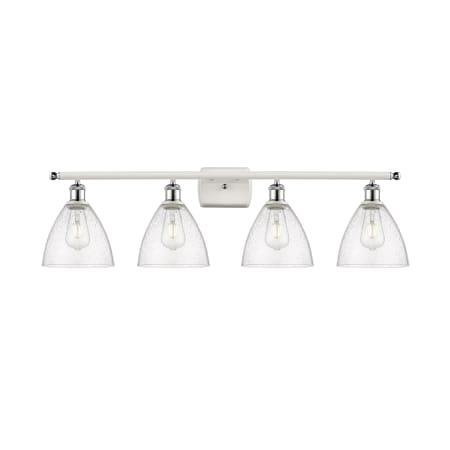 A large image of the Innovations Lighting 516-4W-11-38 Bristol Vanity White and Polished Chrome / Seedy