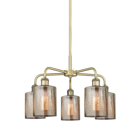 A large image of the Innovations Lighting 516-5CR-15-23 Cobbleskill Chandelier Antique Brass / Mercury