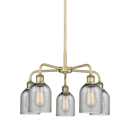 A large image of the Innovations Lighting 516-5CR-15-23 Caledonia Chandelier Antique Brass / Charcoal