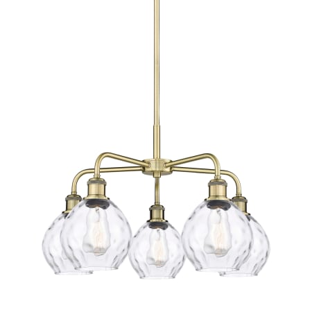 A large image of the Innovations Lighting 516-5CR-15-24 Waverly Chandelier Antique Brass / Clear