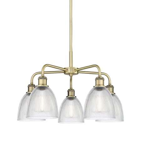 A large image of the Innovations Lighting 516-5CR-15-24 Castile Chandelier Antique Brass / Clear