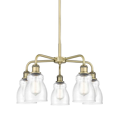 A large image of the Innovations Lighting 516-5CR-15-23 Ellery Chandelier Antique Brass / Seedy