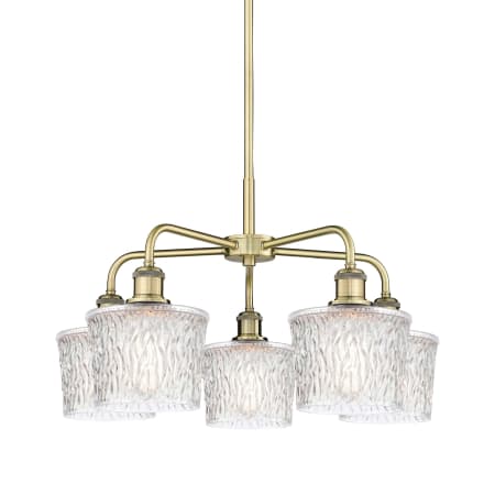 A large image of the Innovations Lighting 516-5CR-15-25 Niagra Chandelier Antique Brass / Clear