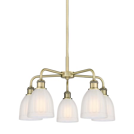 A large image of the Innovations Lighting 516-5CR-15-24 Brookfield Chandelier Antique Brass / White