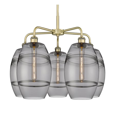 A large image of the Innovations Lighting 516-5CR-15-26 Vaz Chandelier Antique Brass / Smoked