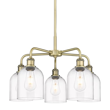 A large image of the Innovations Lighting 516-5CR 15 24 Bella Chandelier Antique Brass / Clear