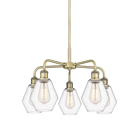 A large image of the Innovations Lighting 516-5CR-16-24 Cindyrella Chandelier Antique Brass / Clear