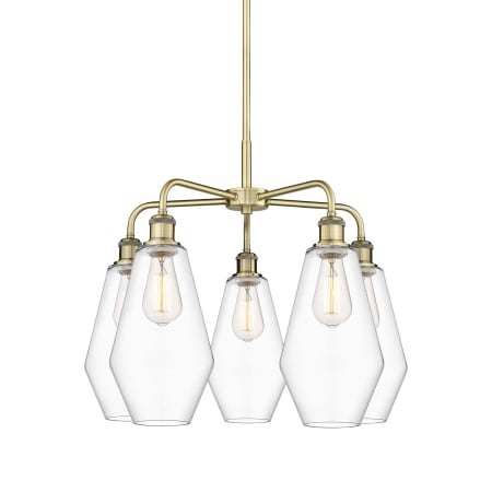 A large image of the Innovations Lighting 516-5CR-20-25 Cindyrella Chandelier Antique Brass / Clear