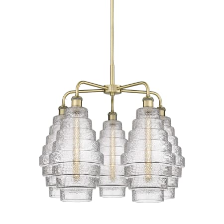 A large image of the Innovations Lighting 516-5CR-23-26 Cascade Chandelier Antique Brass / Clear