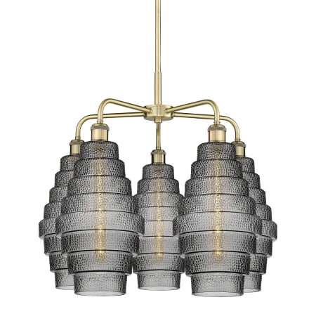 A large image of the Innovations Lighting 516-5CR-23-26 Cascade Chandelier Antique Brass / Smoked