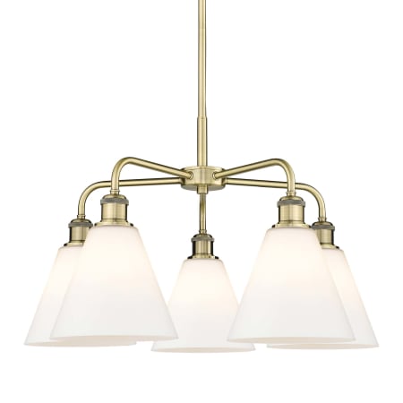 A large image of the Innovations Lighting 516-5CR-16-26 Berkshire Chandelier Antique Brass / Matte White