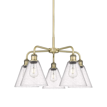 A large image of the Innovations Lighting 516-5CR-16-26 Berkshire Chandelier Antique Brass / Seedy