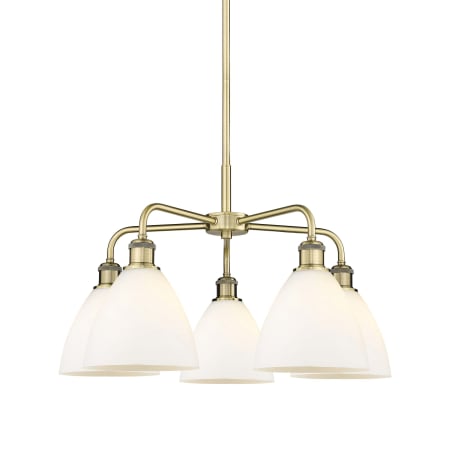 A large image of the Innovations Lighting 516-5CR-16-26 Bristol Glass Chandelier Antique Brass / Matte White