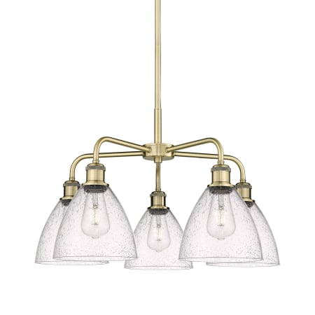 A large image of the Innovations Lighting 516-5CR-16-26 Bristol Glass Chandelier Antique Brass / Seedy