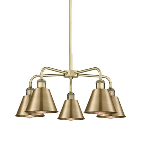 A large image of the Innovations Lighting 516-5CR-14-25 Ballston Chandelier Antique Brass