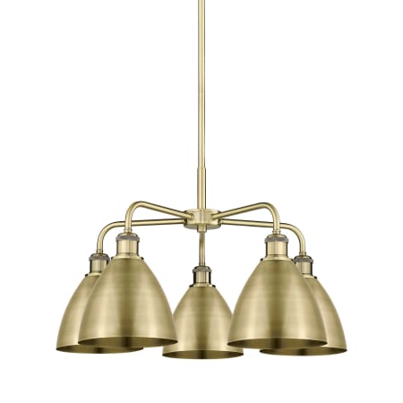 A large image of the Innovations Lighting 516-5CR-16-26 Ballston Dome Chandelier Antique Brass