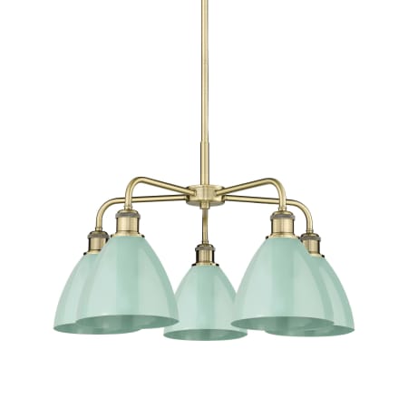 A large image of the Innovations Lighting 516-5CR-16-26 Ballston Dome Chandelier Antique Brass / Seafoam