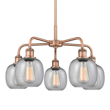 A large image of the Innovations Lighting 516-5CR-15-24 Belfast Chandelier Antique Copper / Seedy