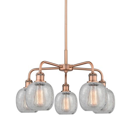 A large image of the Innovations Lighting 516-5CR-15-24 Belfast Chandelier Antique Copper / Clear Crackle