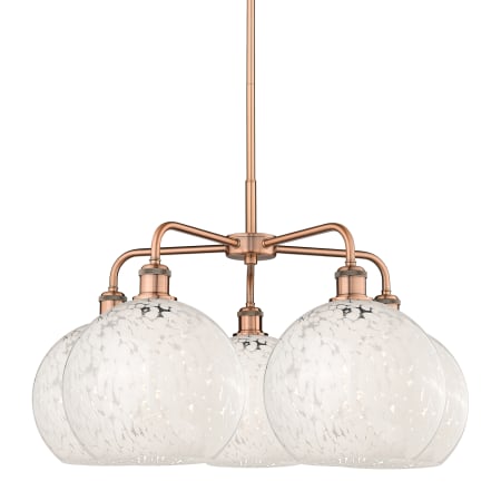 A large image of the Innovations Lighting 516-5C-18-28-White Mouchette-Indoor Chandelier Antique Copper / White Mouchette